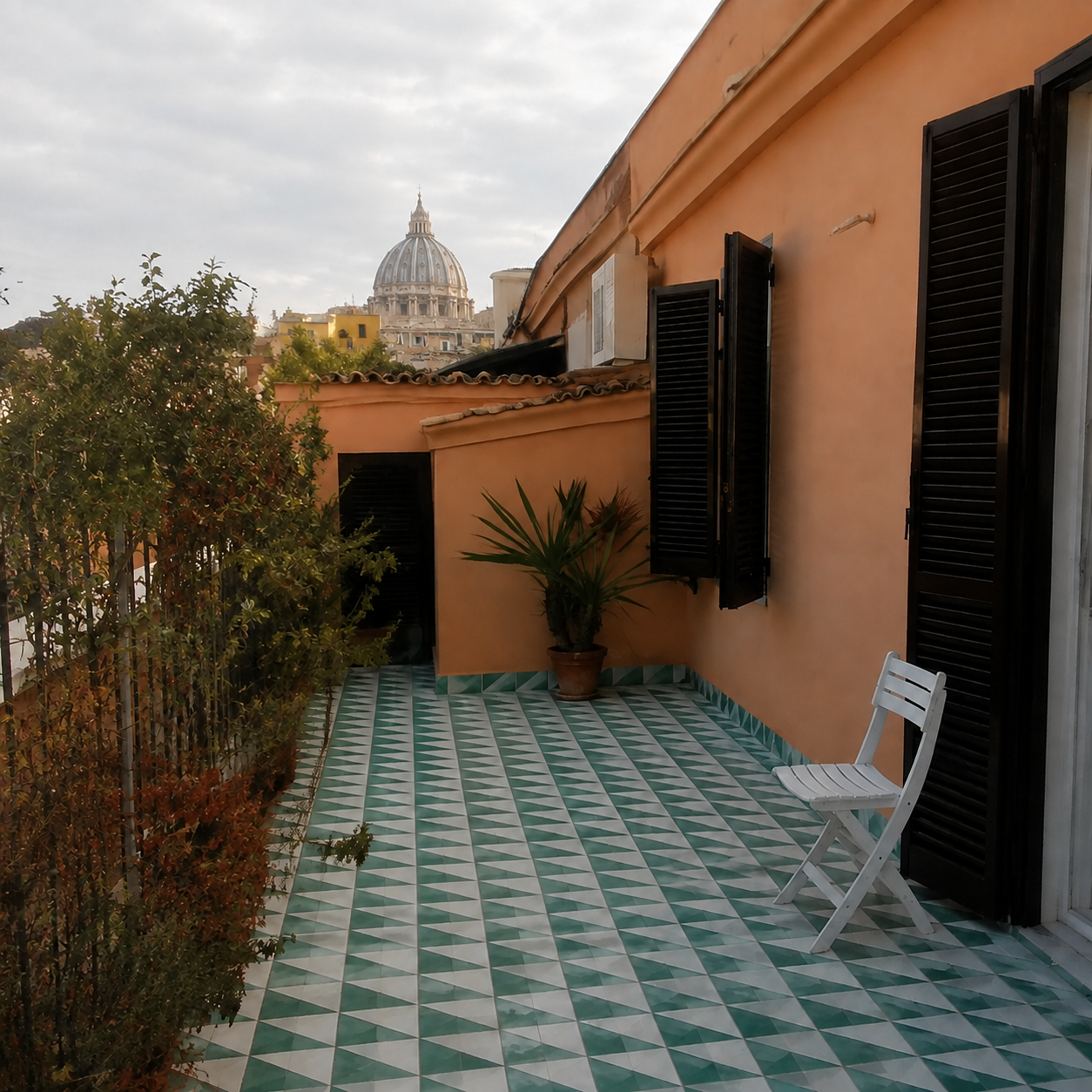 Terrazzo panoramico con vista sulla cupola di San Pietro
